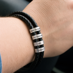 Leather Bracelet with Beads (Engraving)