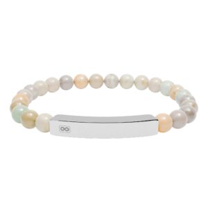 Engravable Natural Stone Stretch Bar Bracelet — Personalized Beaded Wristband